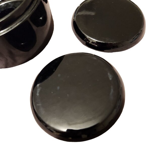 Vintage Japanese Lacquerware Coaster Set With Bamboo & Mother of Pearl Inlay - Picture 8 of 9